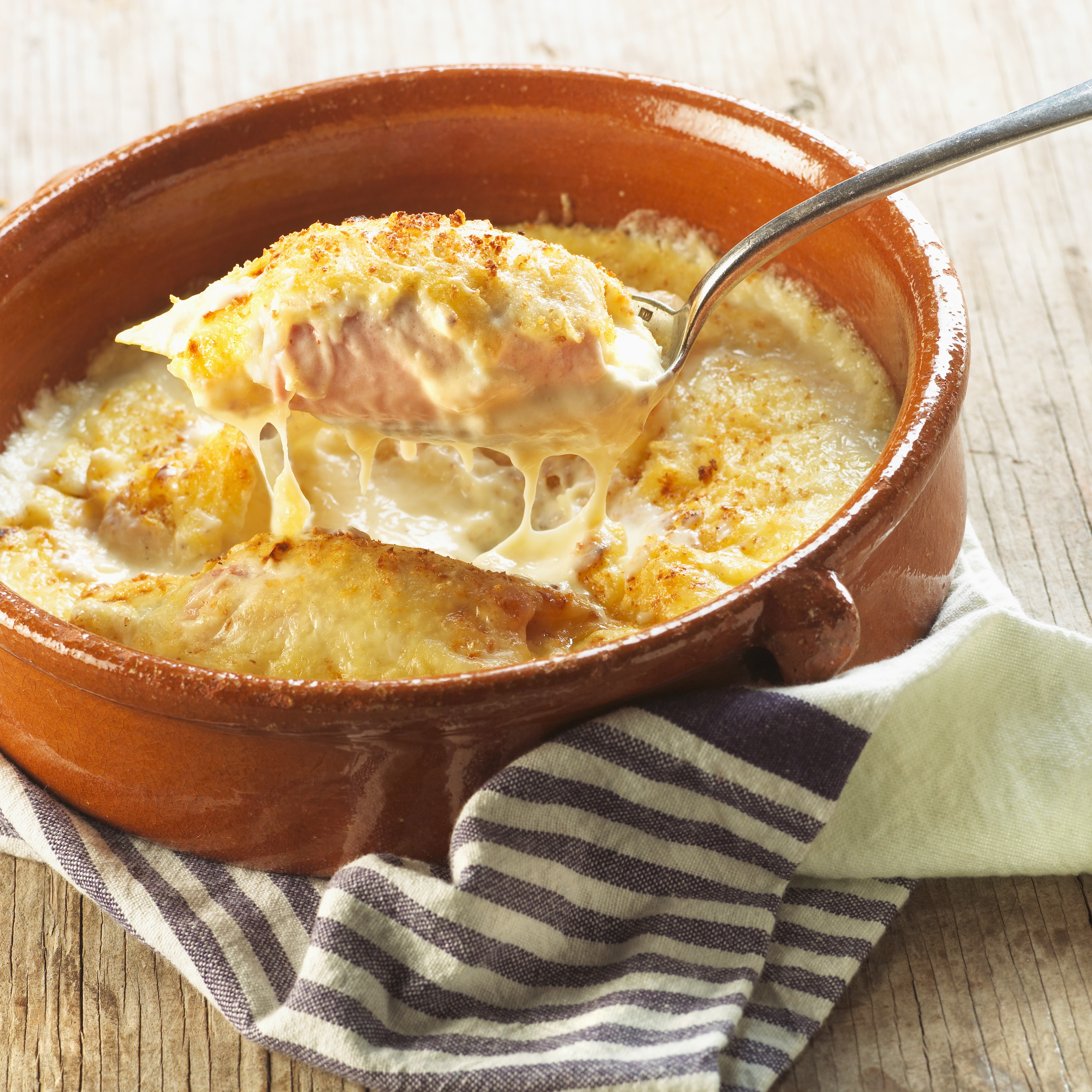 Chicory gratin with a ham and cheese sauce